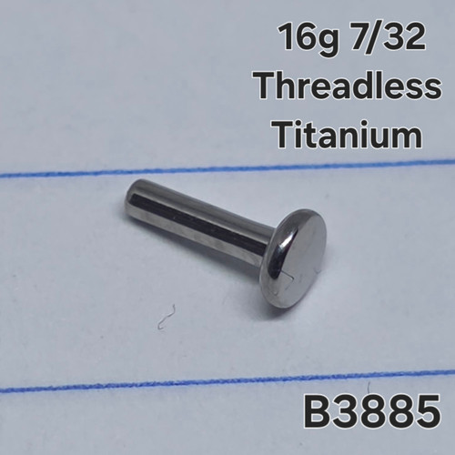 16g Silver Titanium 7/32 Threadless Base Flat Back Labret B3885