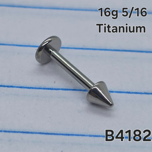16g Silver Titanium 3mm Spike 5/16 Labret Ring B4182