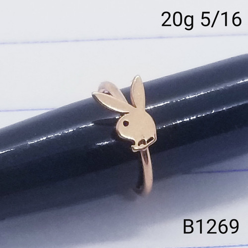 20g Rose Gold Playboy Bunny 5/16 Nose Hoop B1269