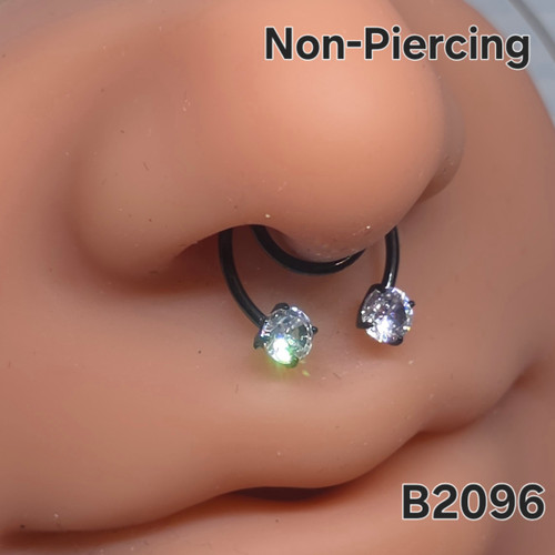 Non-Piercing Black CZ Septum Ring B2096