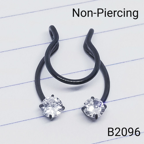 Non-Piercing Black CZ Septum Ring