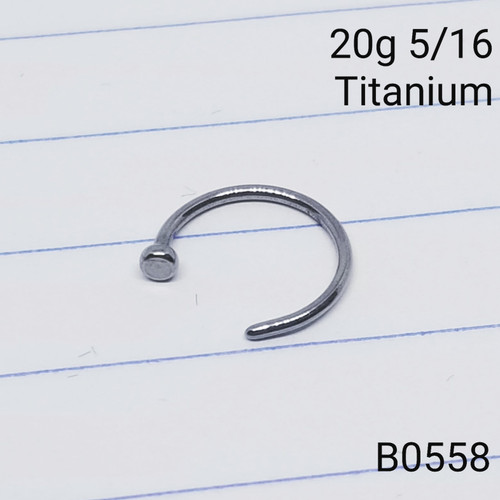 20g Titanium Open Flat Back Bend 5/16 Nose Hoop B0558