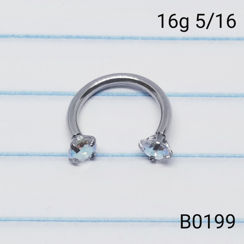 16g Silver AB CZ Horseshoe Ring