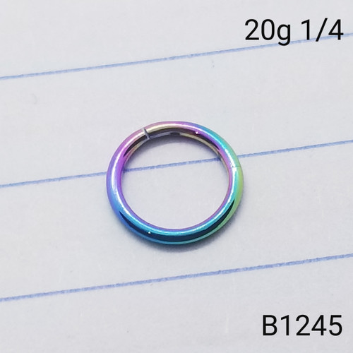 20g Small Rainbow Hinged Nose Hoop Seamless Ring 1/4