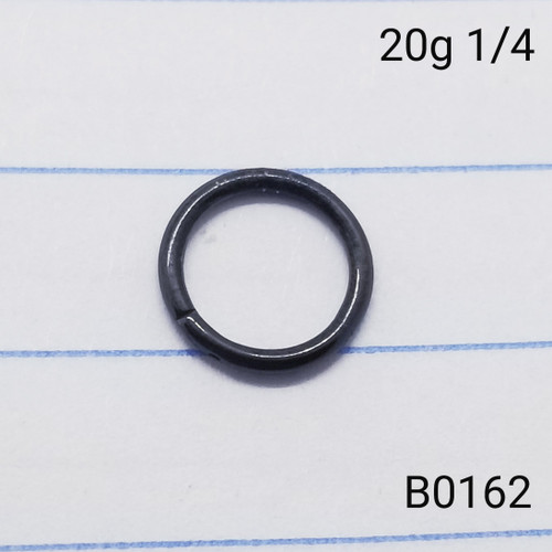 20g Small Black Hinged Nose Hoop Seamless Ring 1/4