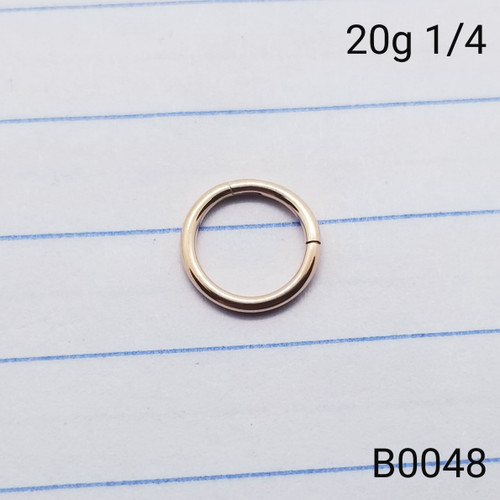 20g Rose Small Gold Hinged Nose Hoop Seamless Ring 1/4