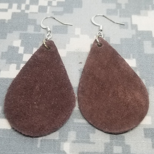  Brown Suede Leather Dangle Earrings