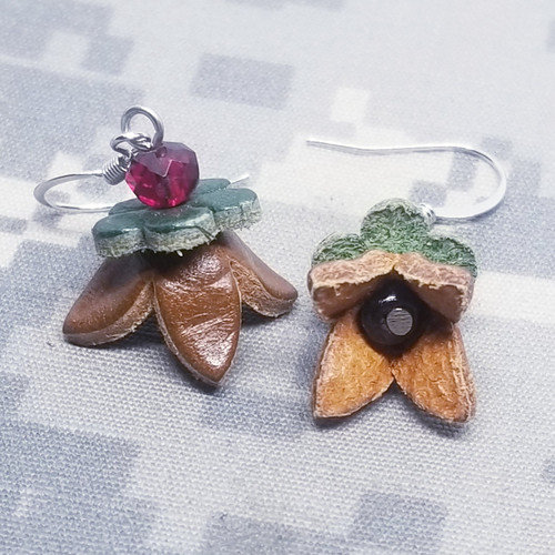 Leather Flower Small Dangle Earrings