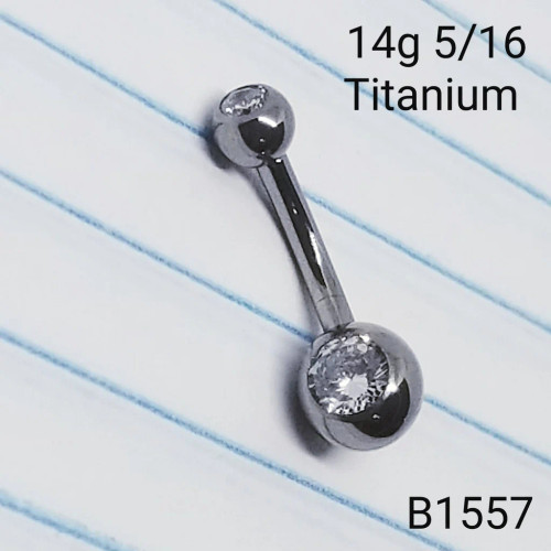 14g Titanium Round CZ Short 5/16 Belly Ring