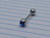 14g Stainless Blue Gem 9/16 Barbell Tongue Ring B0325