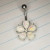 14g Silver White Opal Flower Belly Ring