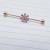 14g Gold CZ Flower Industrial Barbell Earring