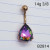 14g Rose Gold Vitrail AB Tear Drop Belly Ring