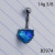 14g Silver Blue AB Heart Belly Ring
