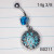 14g Silver Turquoise Dangle Heart Belly Ring