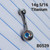 14g Titanium Small AB CZ Belly Ring Navel Barbell 5/16