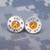 45 Caliber Silver Orange Crystal Bullet Casing Stud Earrings