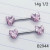 14g Silver Pink Heart CZ Threadless Nipple Rings Barbells 1/2