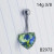 14g Silver Heart Green AB Belly Ring