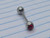 14g Stainless Red Gem 9/16 Barbell Tongue Ring B0328