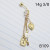 14g Gold Cz Long Dangle Lock Key Belly Ring