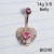 14g Rose Gold Pink Filigree Heart Belly Ring