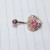 14g Rose Gold Pink Filigree Heart Belly Ring