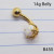 14g Gold White Opal Round Belly Ring