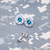 45 Caliber Silver Bullet Casing Blue Zircon Crystal Stud Earrings