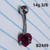 14g Silver Red Heart Belly Ring