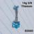 14g Titanium Heart Aqua CZ Round 3/8 Belly Ring Navel Barbell