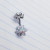 14g Silver AB CZ Double Flower 3/8 Belly Ring