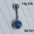 14g Stainless Blue Opal 3/8 Belly Ring