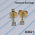 Titanium Gold 3mm CZ Stud Silver Earrings B3621