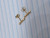 Stainless Gold Line 5 CZ Stud Earrings B3510