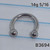 14g Stainless Silver 5/16 Horseshoe Ring Gauges B3694