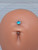 14g Titanium Floating 5mm Aqua CZ Threadless 3/8 Belly Ring B3686