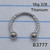 16g Titanium CZ Lined 3/8 Horseshoe Ring B3777
