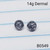 14g Stainless 4mm Glitter Dermal Implant Top B0549