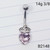14g Silver Tiara Pink Heart 3/8 Belly Ring B2148