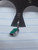 14g Silver Titanium Square Jade 3/8 Belly Ring B3918