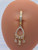 14g Gold CZ Chandelier Dangle Comfy Hinged 7/16 Belly Ring B4025B4023