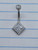 14g Titanium Diamond Paved CZ 3/8 Belly Ring B4038