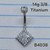 14g Titanium Diamond Paved CZ 3/8 Belly Ring B4038