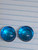 5/8 inch Blue Crackle Pyrex Glass Organic Plugs Gauges B4053