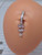 14g Silver CZ Chandelier Dangle Comfy Hinged 3/8 Belly Ring B4065