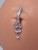 14g Silver CZ Chandelier Dangle Comfy Hinged 3/8 Belly Ring B4065