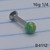 16g Silver Stainless Green Opal Ball 1/4 Labret Ring B4112