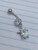 14g Silver CZ Sea Turtle Dangle Belly Ring B3229