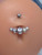 14g Titanium Round Curved Line CZ 3/8 Belly Ring B4149
